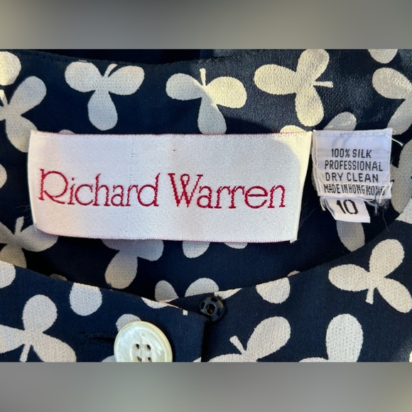 RICHARD WARREN s10 Silk VNTG peplum top-Polyester lined-runs small-see msrmnts - Picture 3 of 4